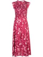 Sea Floral Print Dress - Red