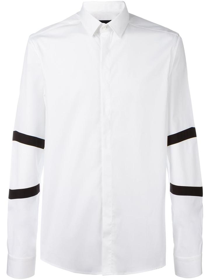 Les Hommes Striped Sleeve Shirt, Men's, Size: 52, White, Cotton/spandex/elastane