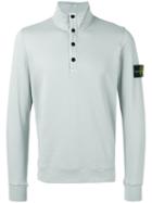 Stone Island - Button Collar Sweatshirt - Men - Cotton - Xl, Grey, Cotton