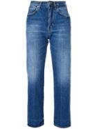 +people Boyfriend Cropped Jeans, Women's, Size: 28, Blue, Cotton