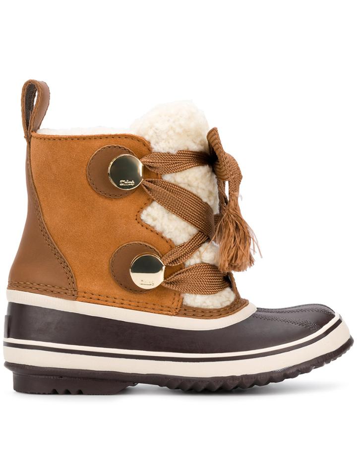 Chloé X Sorel Crosta Shearling Boots - Brown