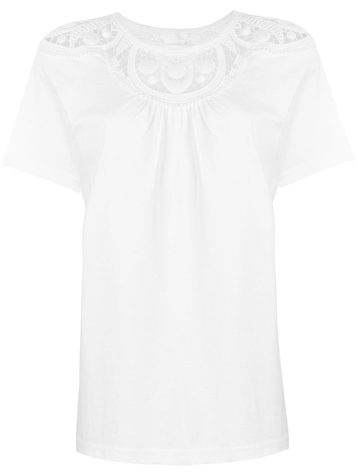 Chloé Lace-detail Flared T-shirt - White