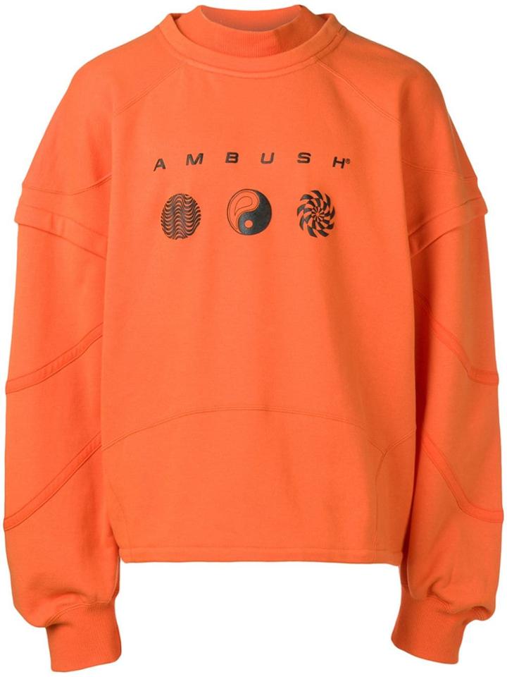 Ambush Logo Print Oversized Sweatshirt - Orange