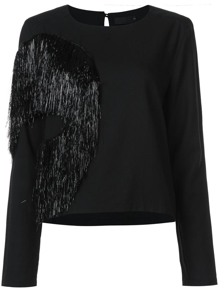 Maki Oh - Frayed Blouse - Women - Cotton/polyester - S, Black, Cotton/polyester