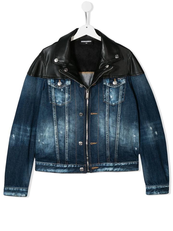 Dsquared2 Kids Contrast Panels Denim Jacket - Blue