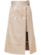 Sacai Layered Midi Skirt, Women's, Size: 3, Brown, Cotton/cupro