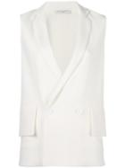 Lucio Vanotti Tailored Loose-fit Vest, Women's, Size: 2, White, Virgin Wool/polyester/spandex/elastane