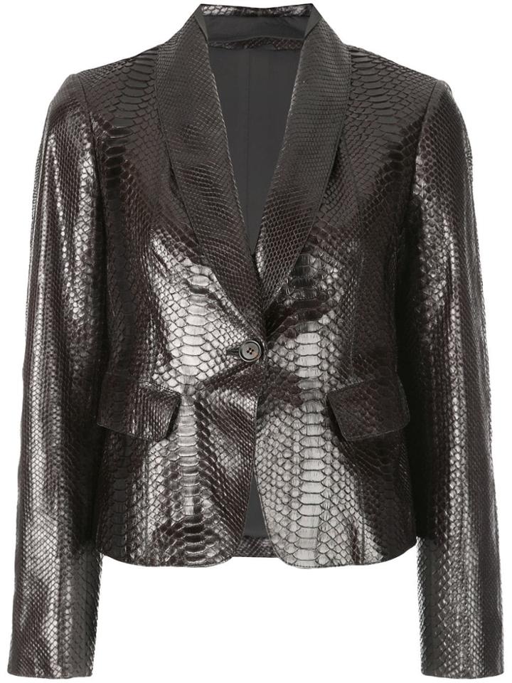 Brunello Cucinelli Snakeskin Effect Blazer - Black