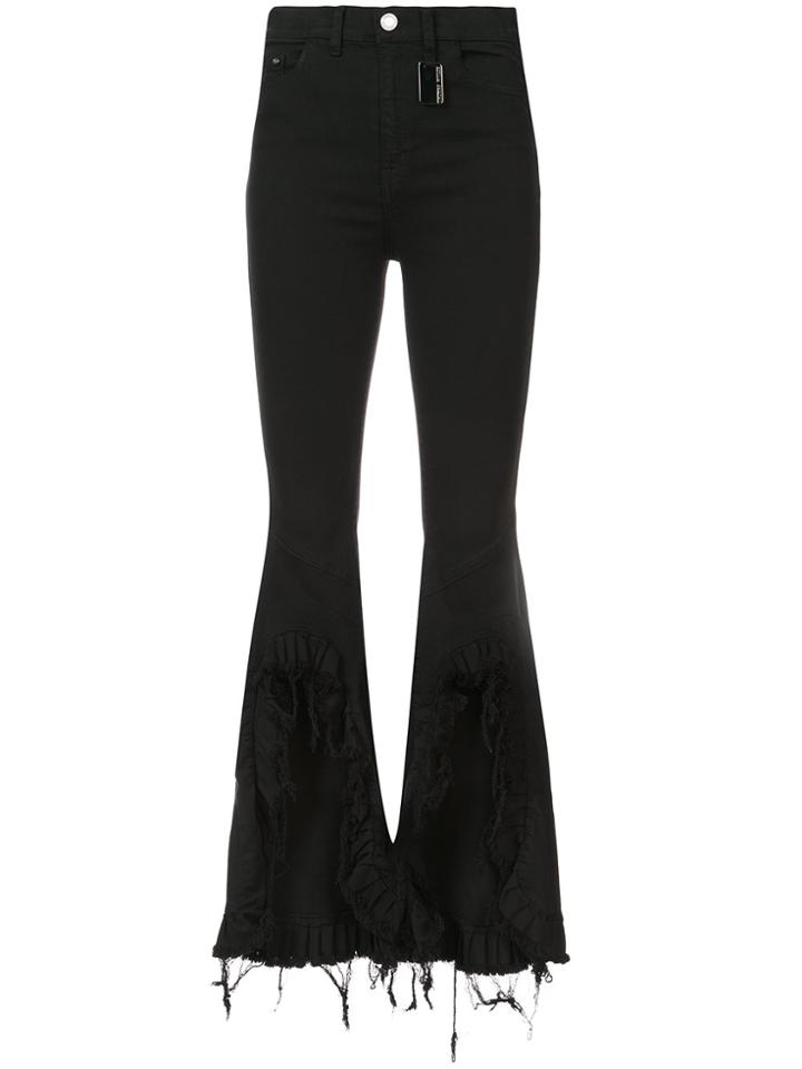 Thomas Wylde Anna Flared Ruffled Jeans - Black