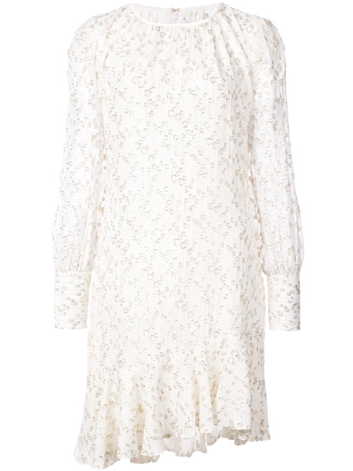 Derek Lam 10 Crosby Long Sleeve Asymmetrical Ruffle Hem Dress - White