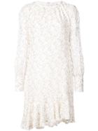 Derek Lam 10 Crosby Long Sleeve Asymmetrical Ruffle Hem Dress - White