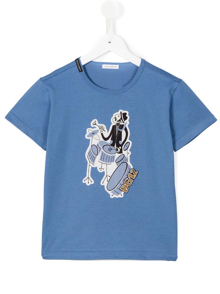 Dolce & Gabbana Kids Jazz Band T-shirt, Boy's, Size: 8 Yrs, Blue