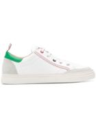 Thom Browne Green Heel Leather Trainer - White