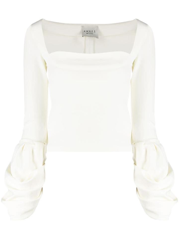 A.w.a.k.e. Mode Fitted Top With Gathered Cuffs - White