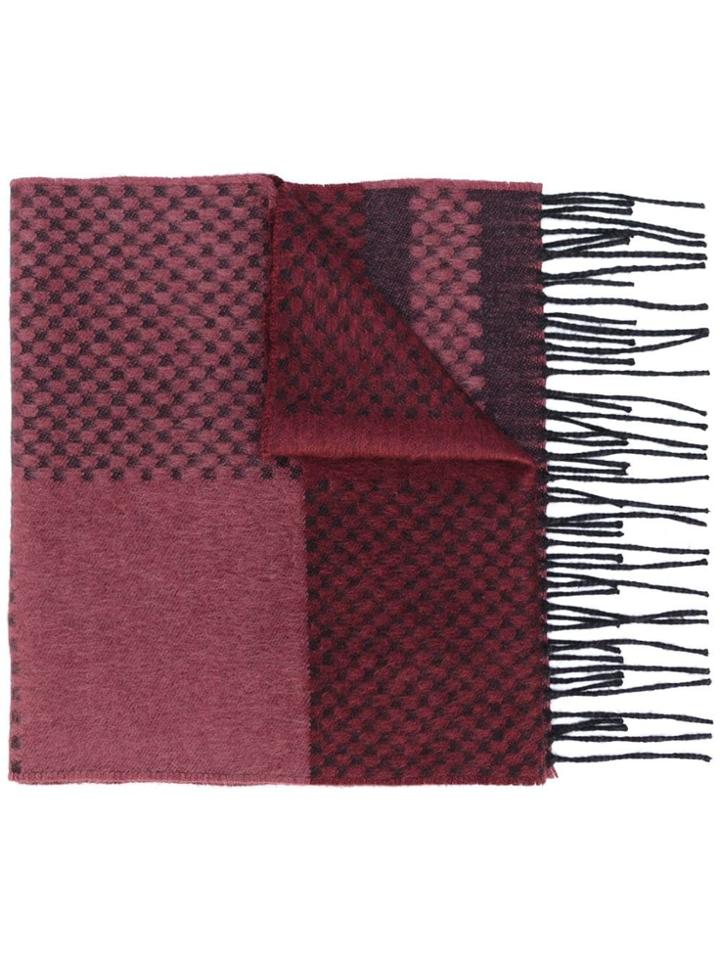 Canali Intarsia Fringed Scarf - Pink & Purple