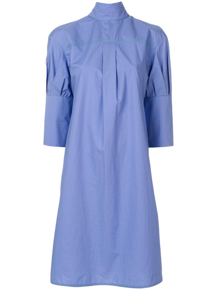 Marni Contrast Stitch Smock Dress - Blue