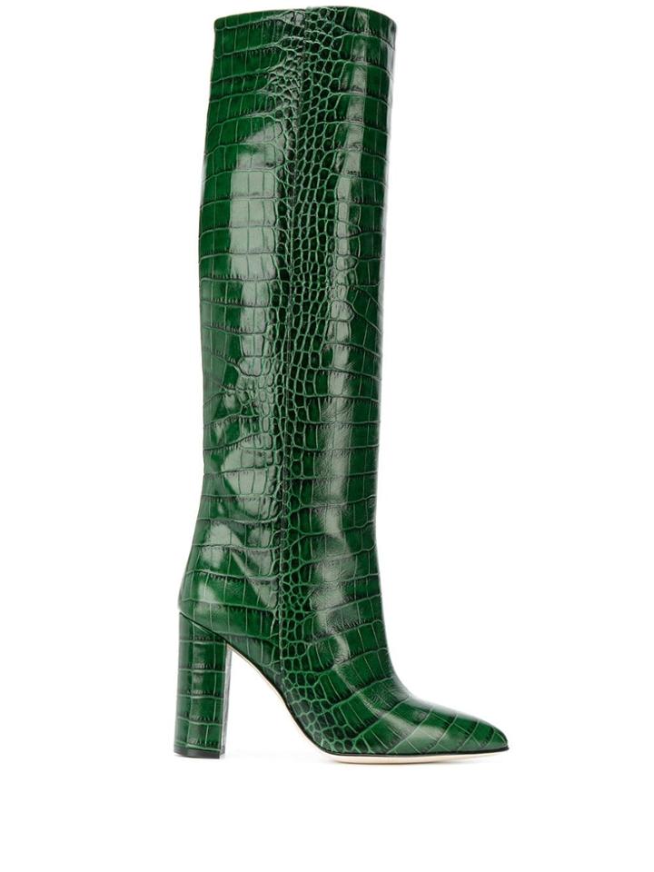 Paris Texas Crocodile Effect Knee-high Boots - Green