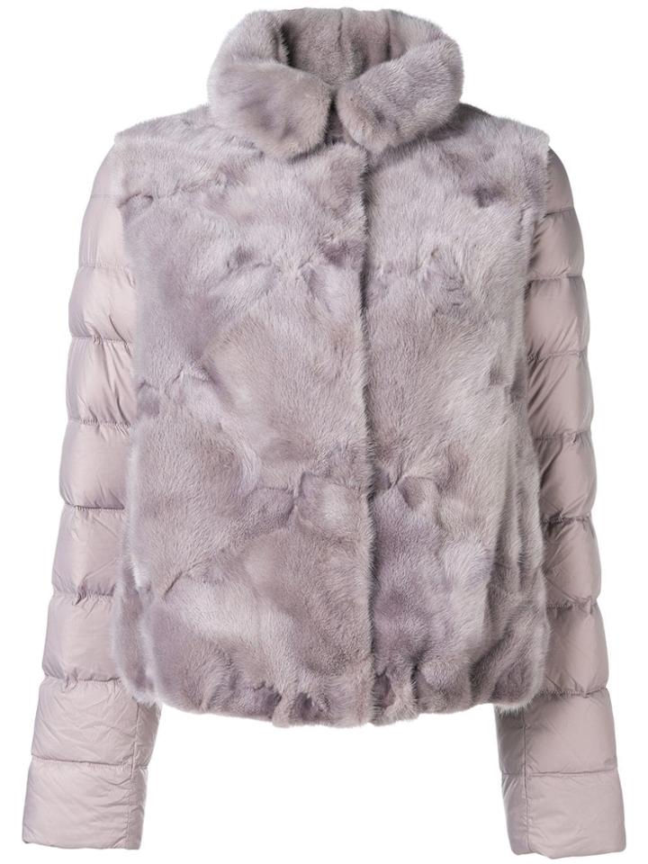 Liska Panelled Puffer Jacket - Purple