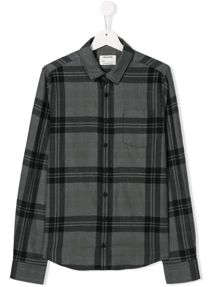 Zadig & Voltaire Kids Teen Plaid Print Shirt - Grey
