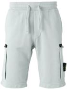 Stone Island Logo Patch Cargo Shorts, Men's, Size: Medium, Grey, Cotton