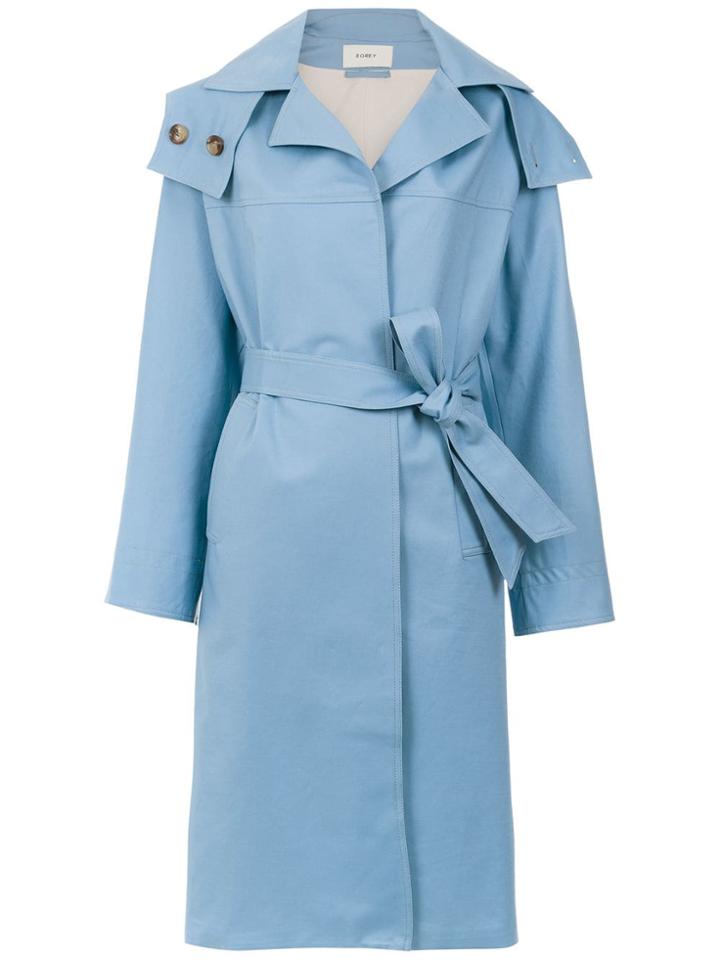 Egrey Belted Trench Coat - Blue