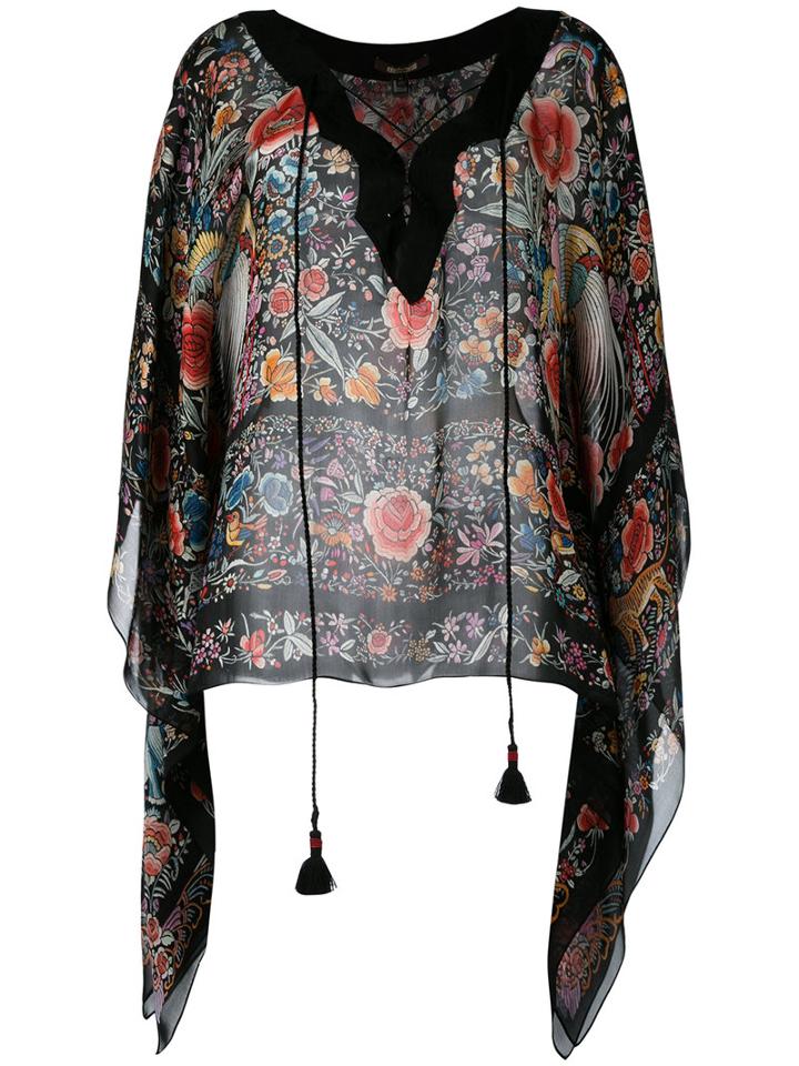 Roberto Cavalli - Floral Kaftan - Women - Silk - 44, Women's, Black, Silk