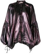Black Coral Lace Up Blouse - Red