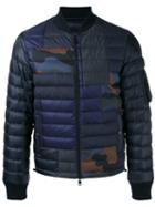 Moncler Camouflage-patch Zip Frontquilted Jacket, Men's, Size: 4, Black, Cotton/polyamide/spandex/elastane/goose Down