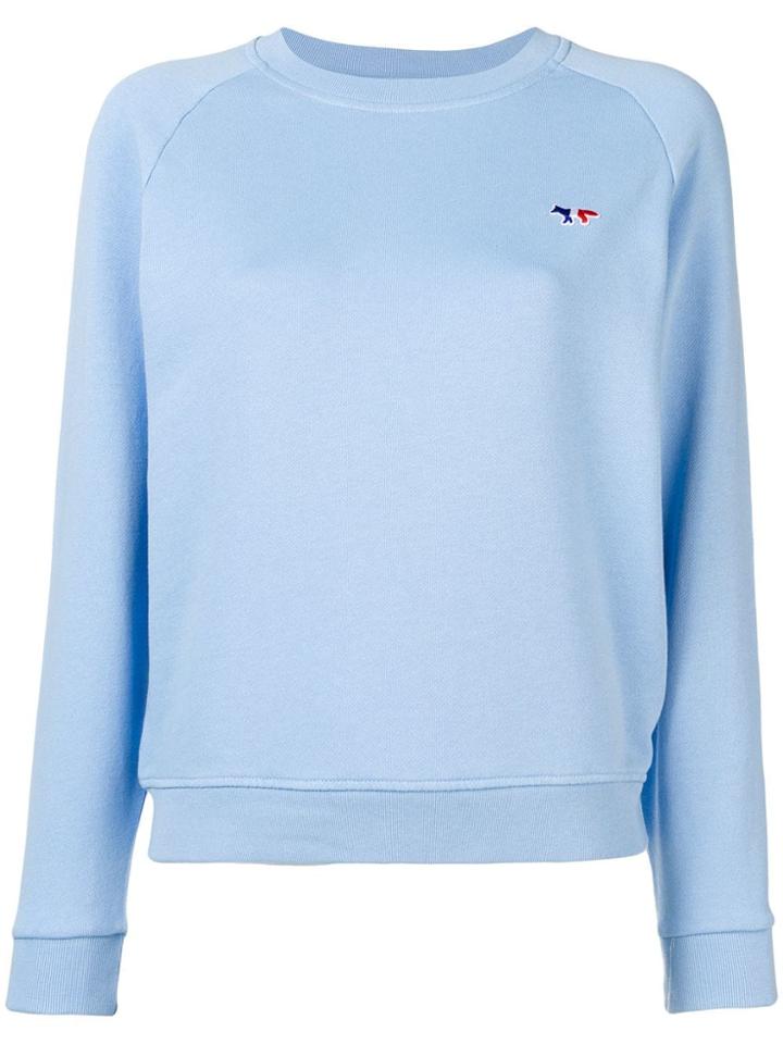 Maison Kitsuné Logo Embroidered Sweatshirt - Blue