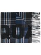 Dsquared2 Checked Logo Scarf - Blue