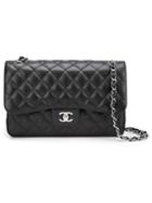 Chanel Vintage Jumbo Double Flap Shoulder Bag, Women's, Black