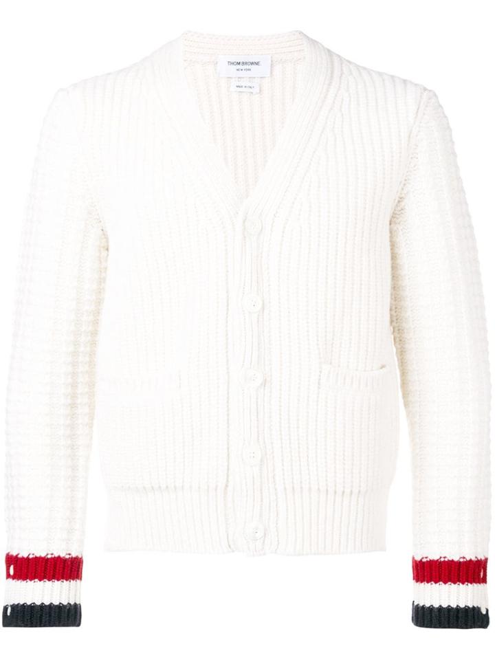 Thom Browne Chunky Fun-mix Stitch Merino Cardigan - White