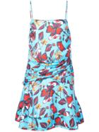 Derek Lam 10 Crosby Floral Print Flounce Mini Dress - Blue