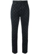 Marc Jacobs Checker Print Flood Stovepipe Jeans - Black