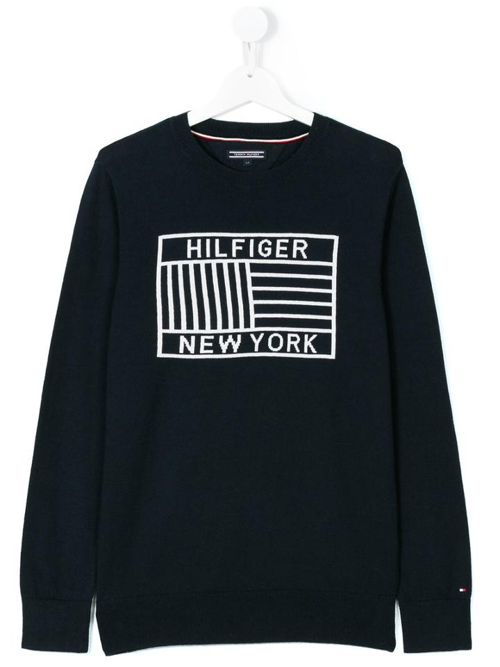 Tommy Hilfiger Junior - Hilfiger Flag Knit Sweater - Kids - Cotton - 16 Yrs, Blue