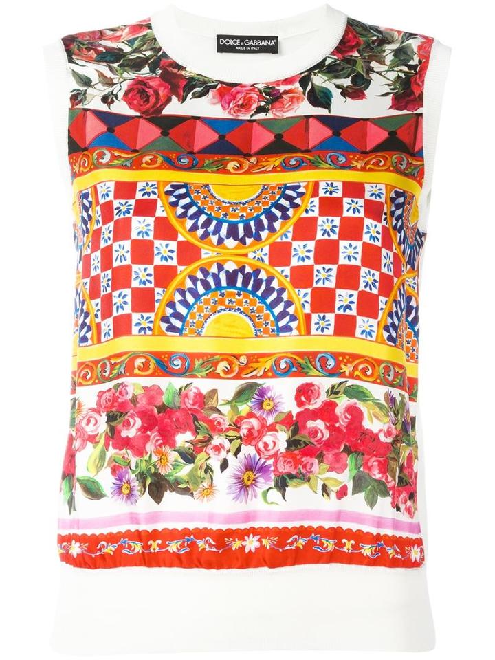 Dolce & Gabbana Mambo Print Tank Top, Women's, Size: 40, Silk