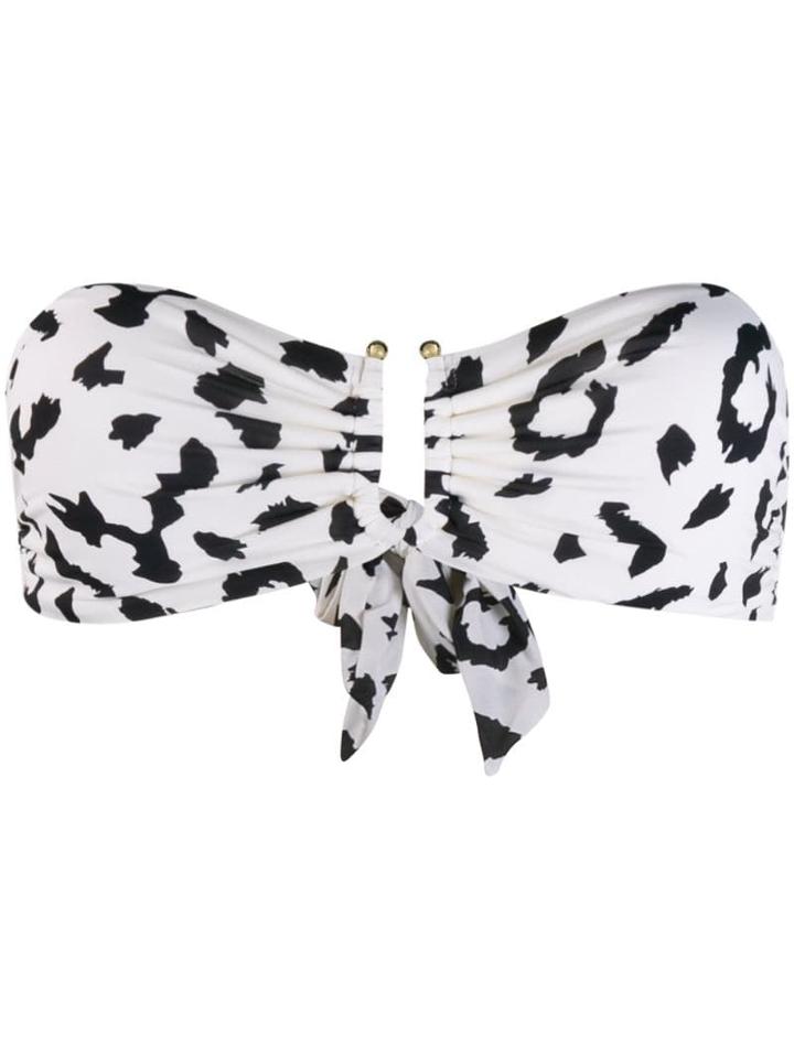 Self-portrait Leopard Print Bandeau Top - White
