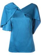 Peter Pilotto Hammered Satin Drape Top - Blue
