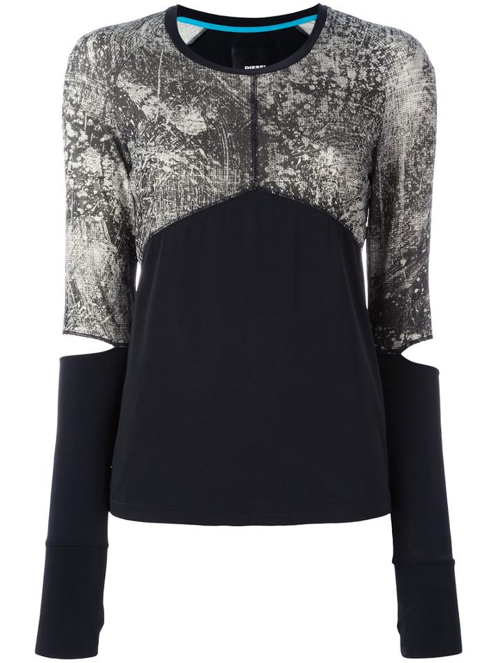 Diesel Cut-out Detail Top, Women's, Size: Large, Black, Cupro/spandex/elastane