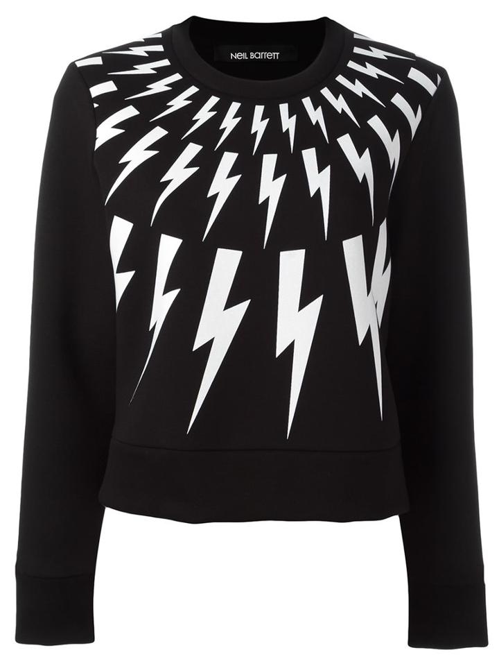 Neil Barrett 'lightning Bolt' Sweatshirt, Women's, Size: Medium, Black, Cotton/polyurethane/spandex/elastane/viscose