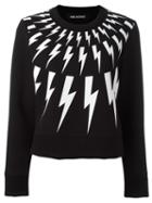 Neil Barrett 'lightning Bolt' Sweatshirt, Women's, Size: Medium, Black, Cotton/polyurethane/spandex/elastane/viscose