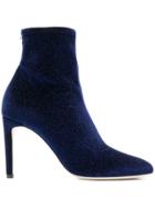 Giuseppe Zanotti Design Glittered Velvet Ankle Boots - Blue