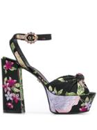 Dolce & Gabbana Floral Platform Sandals - Black
