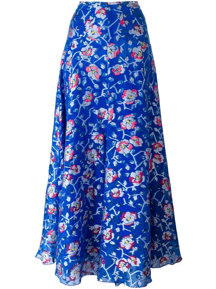 Isabel Marant Floral Maxi Skirt, Women's, Size: 36, Blue, Silk/polyester