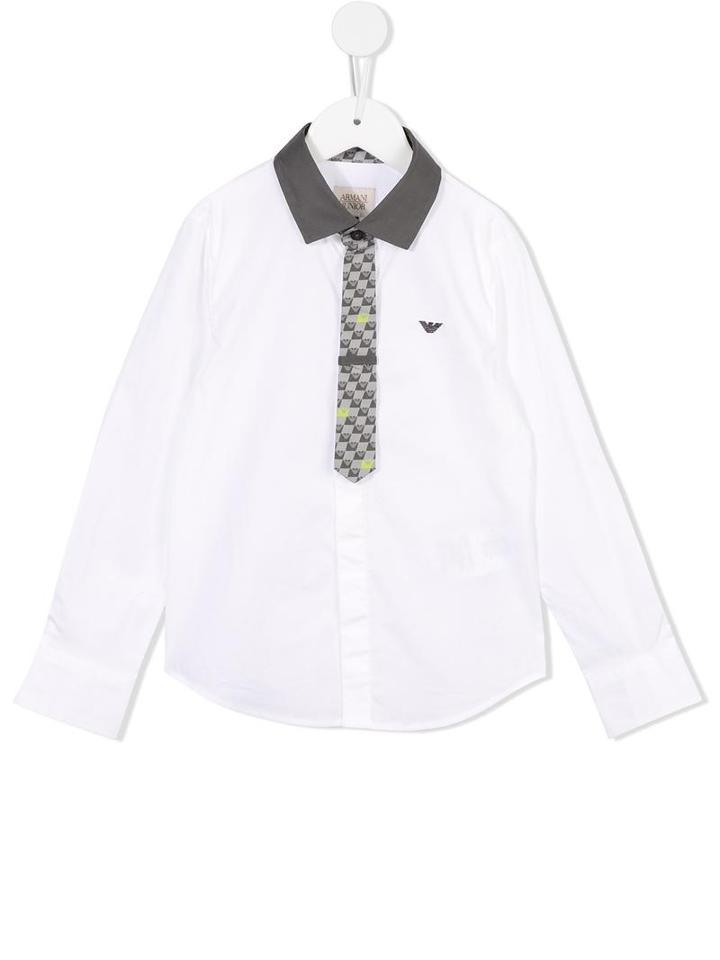 Armani Junior Attached Tie Shirt, Boy's, Size: 8 Yrs, White