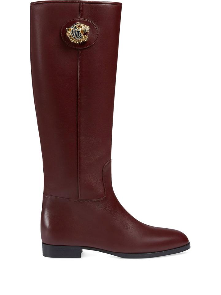 Gucci Mid-calf Plaque Detail Boots - Red