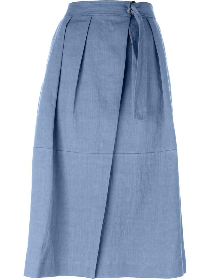 Forte Forte A-line Wrap Skirt, Women's, Size: 1, Blue, Cotton/linen/flax