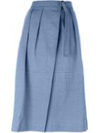 Forte Forte A-line Wrap Skirt, Women's, Size: 1, Blue, Cotton/linen/flax
