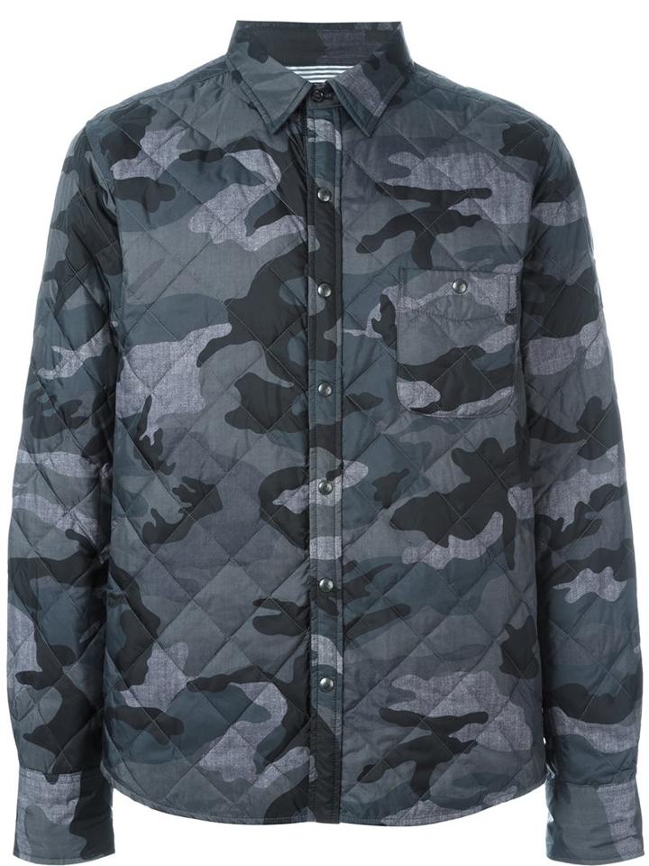 Moncler Gamme Bleu Camouflage Print Padded Jacket, Men's, Size: 3, Grey, Feather Down/polyamide/cupro