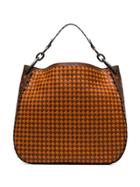 Bottega Veneta Orange And Brown Woven Leather Tote Bag